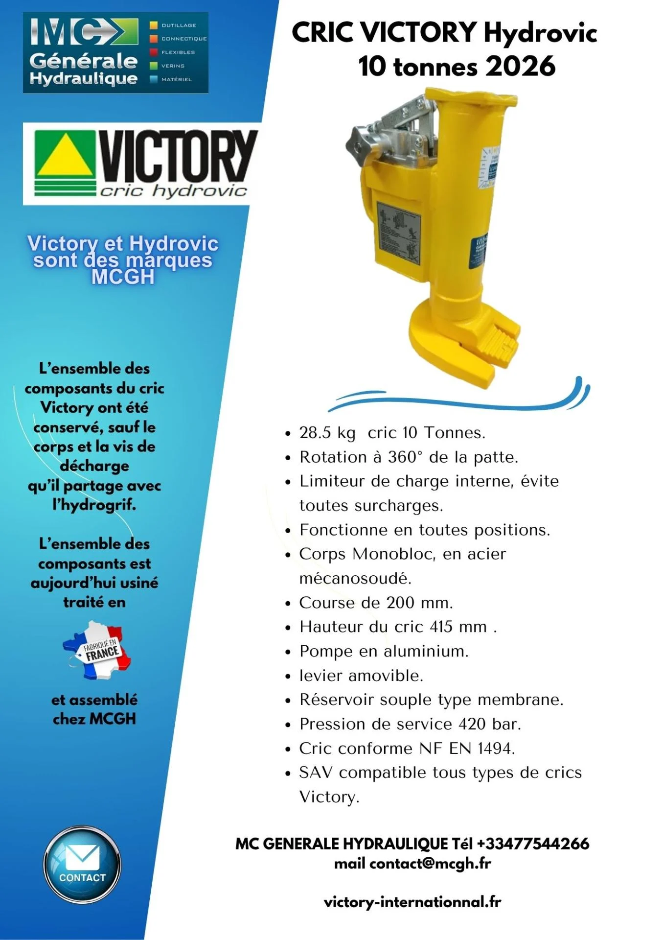 Nouveau cric Victory 10 tonnes 2026